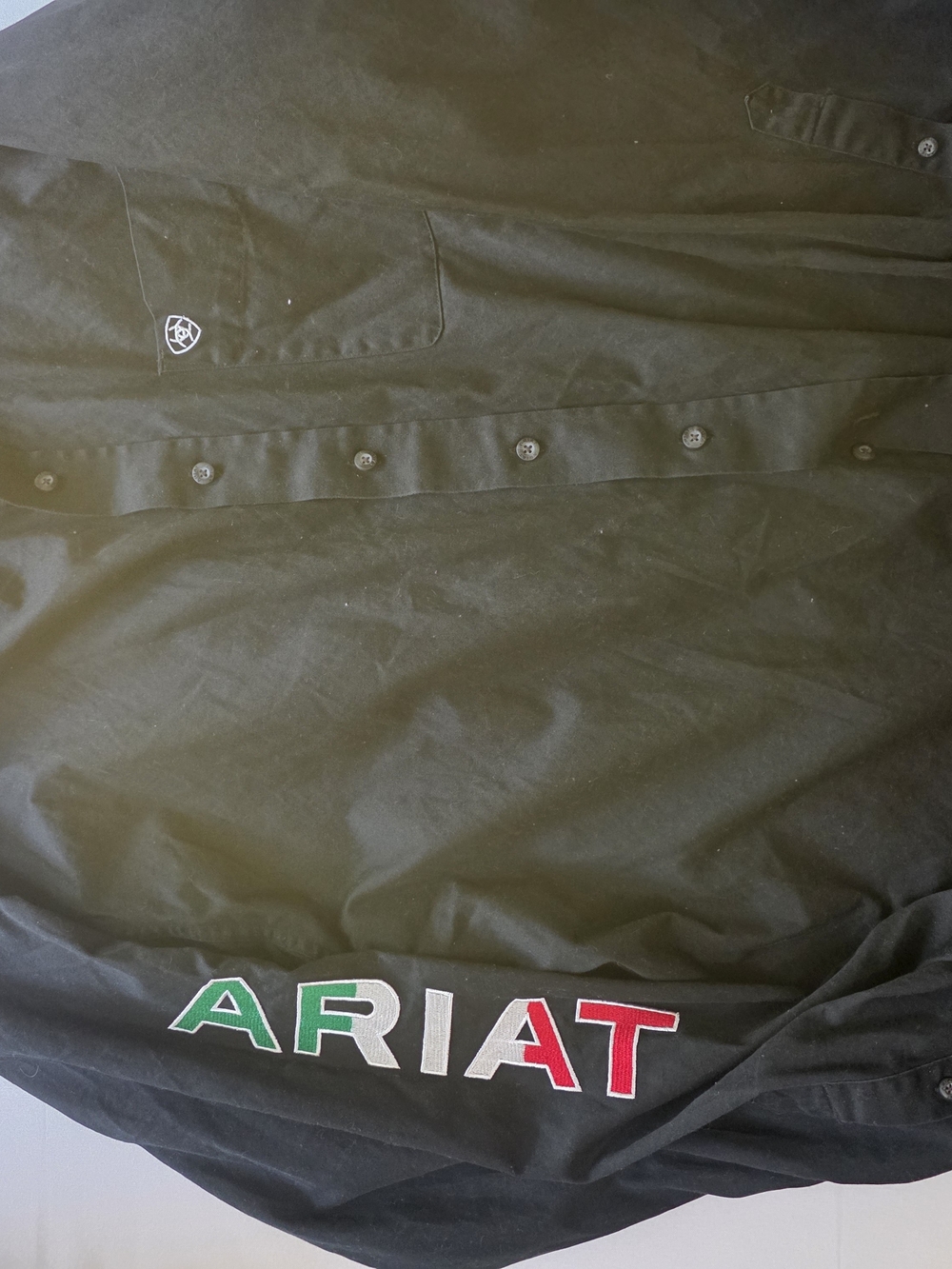 Ariat Black Button-Up Shirt Jacket with Tricolor Embroidered Logo